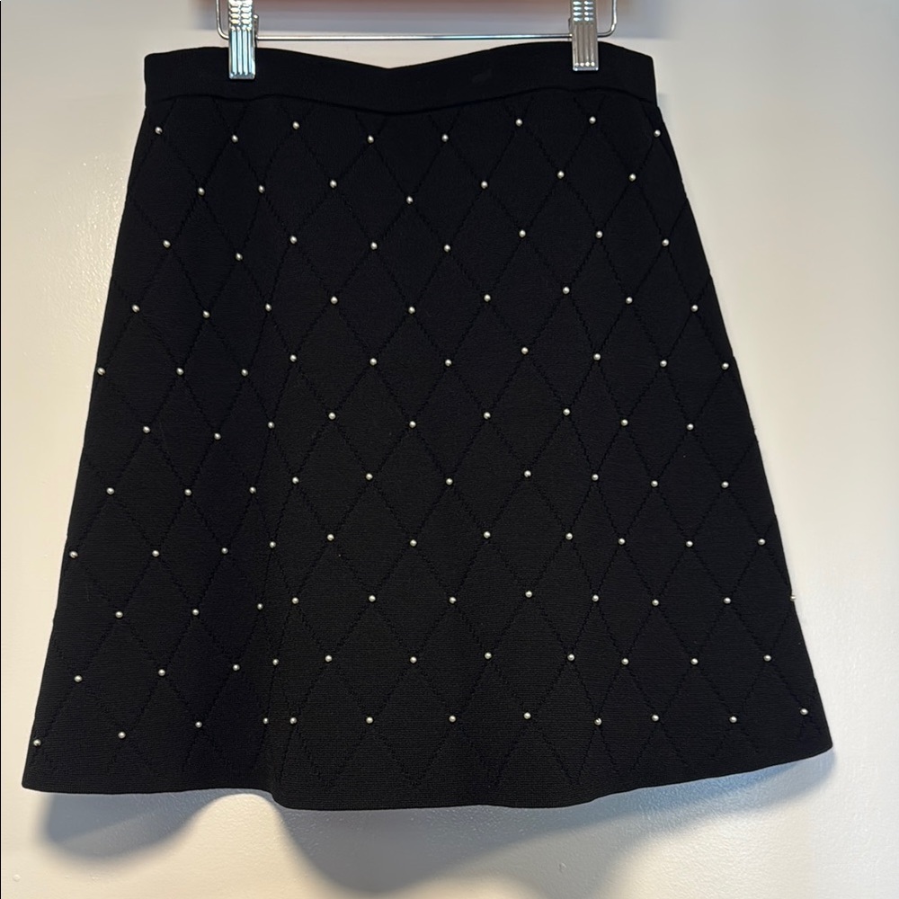 Sandro Black Embellished A-Line Skirt Knee-Length